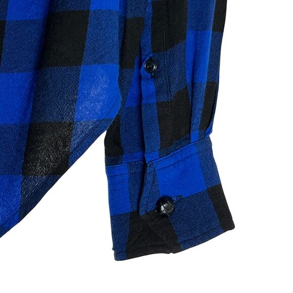 Rag & Bone Blouse S/P Camille Buffalo Check Blue & Black Hi/Low Blouson Shirt - Picture 5 of 8